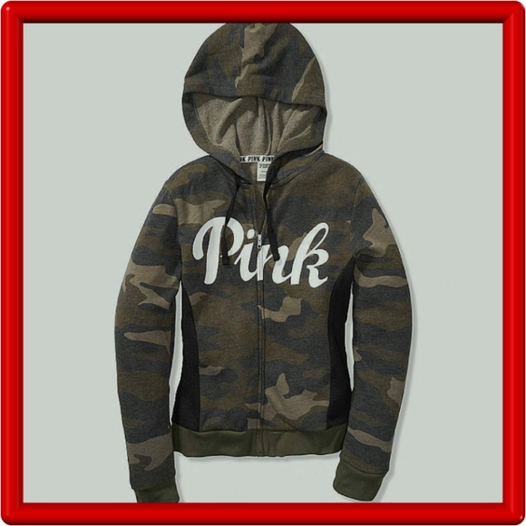 pink victoria secret camo hoodie